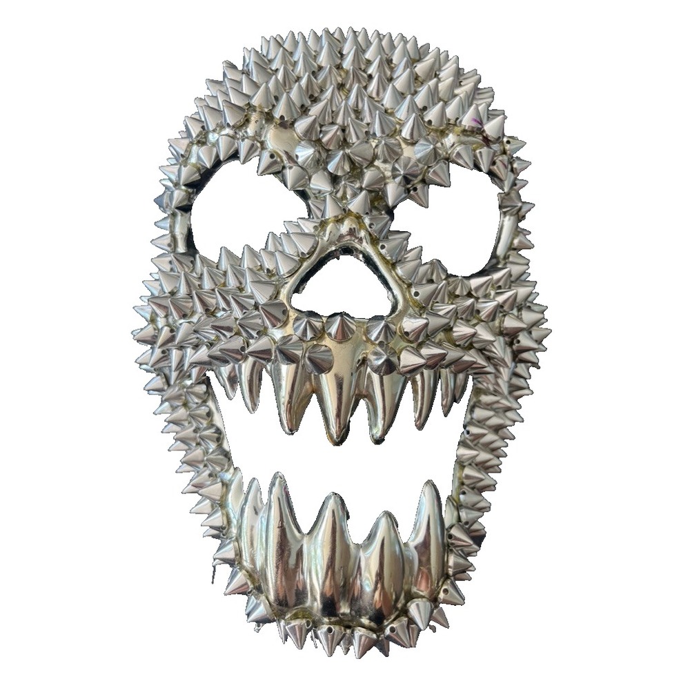 Metallic Spiked Full Face Mask Fang Teeth Halloween Goth Gothic Adult Demon